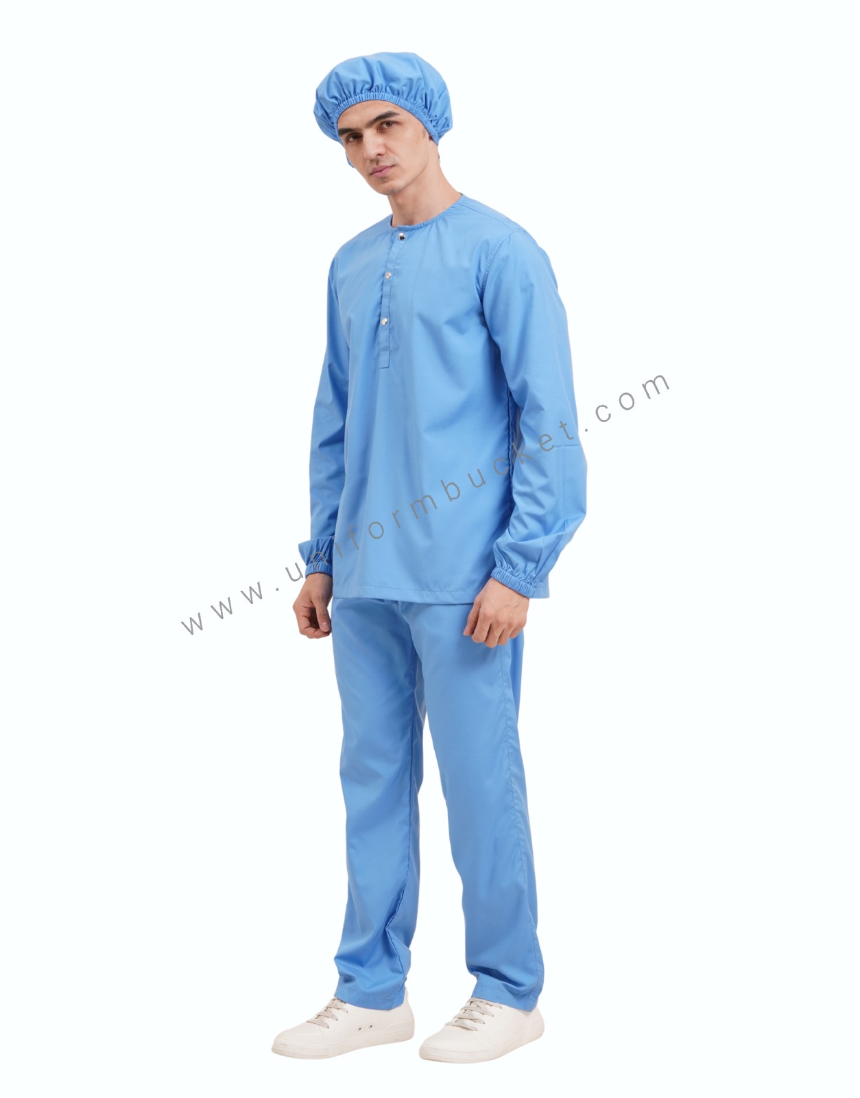 FOOD INDUSTRY COMFORTABLE  SKY BLUE SHIRT WITH ADJUSTABLE ROUND CAP thumbnail 2